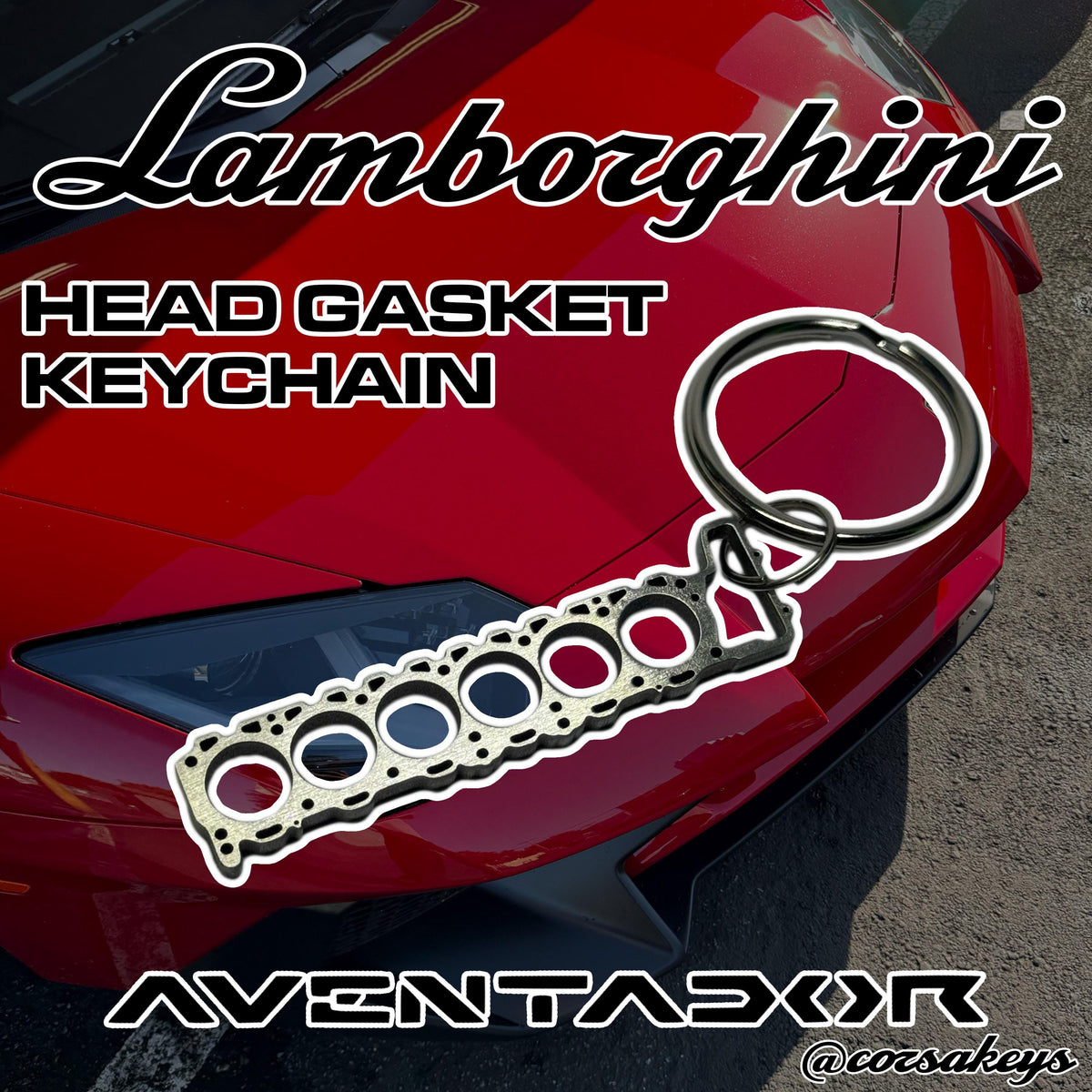 Lamborghini Aventador Head Gasket Keychain - V12 Car Enthusiast Gift