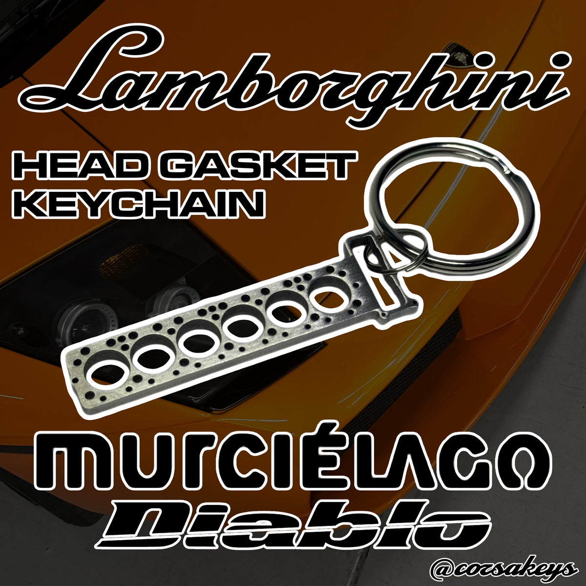 Lamborghini Murcielago/Diablo Head Gasket Keychain - V12 Car Enthusiast Gift